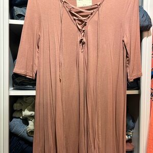 Together Mauve Pink Lace-Up Dress
